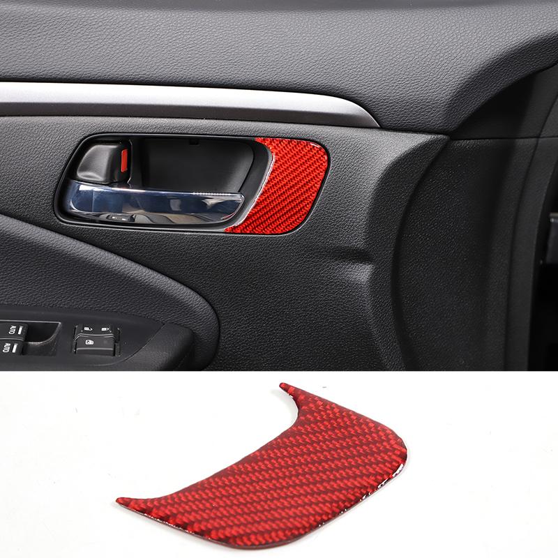 For Honda Pilot 2015-2019 Red Soft Carbon Fiber Air Vent Frame Vanity Mirror Cover Interior Decorative Sticker Auto Parts X12
