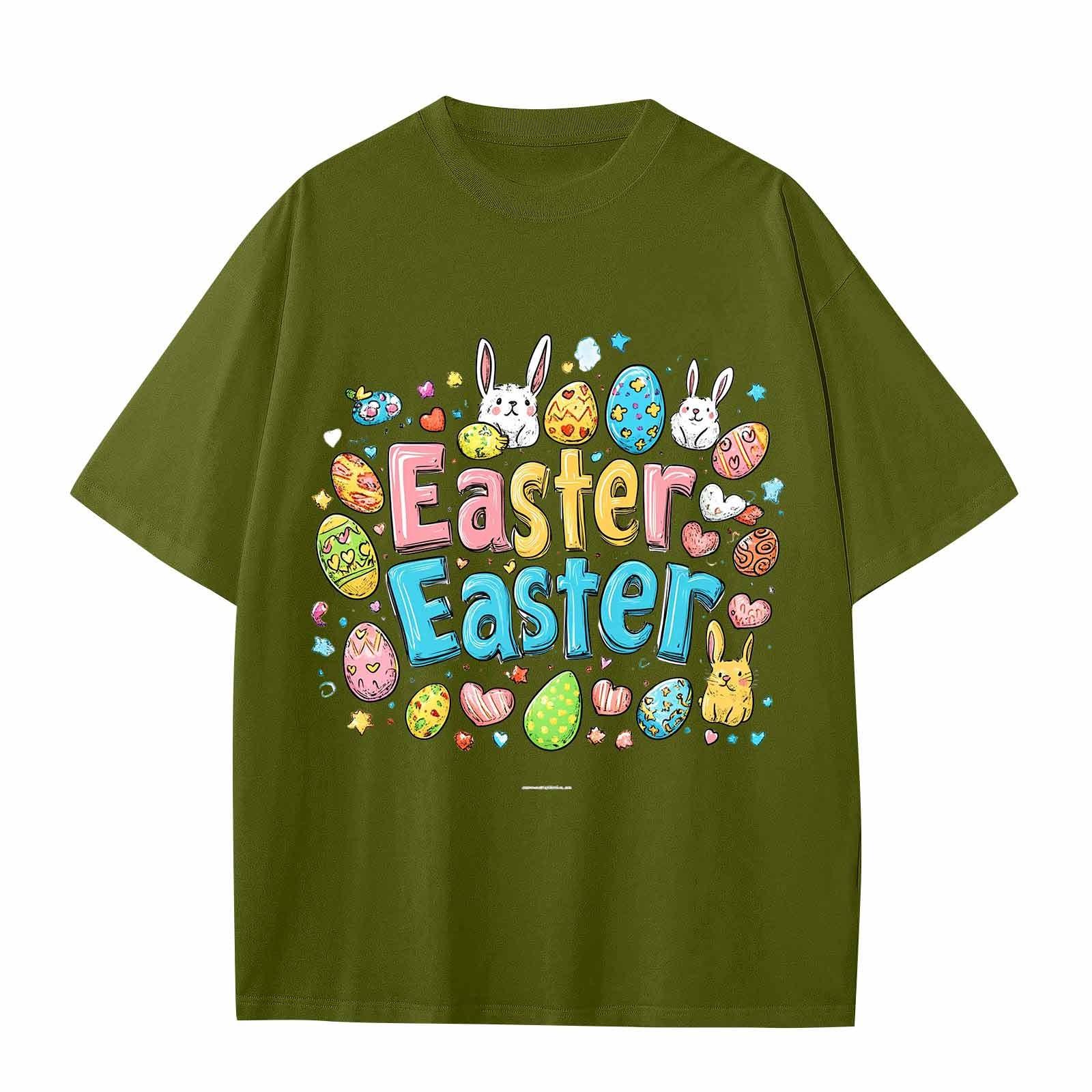 

Повседневная свободная футболка с принтом «Пасха» для мальчиков и девочек, круглый вырез, короткий рукав, свитер 130 зелёный