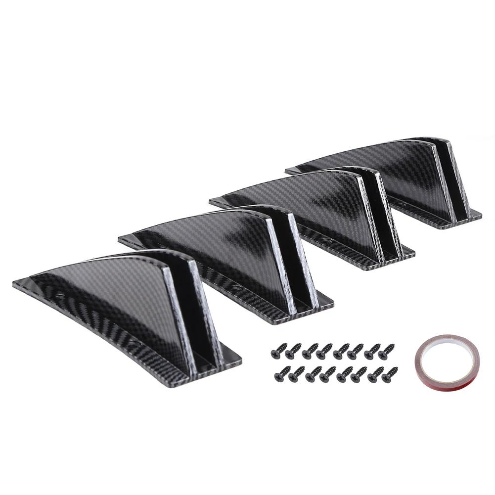 4Pcs/Set Car Rear Bumper Strip Lip Universal Spoiler Diffuser Splitter Scratch Protector Carbon Fiber Anti-collision Protection