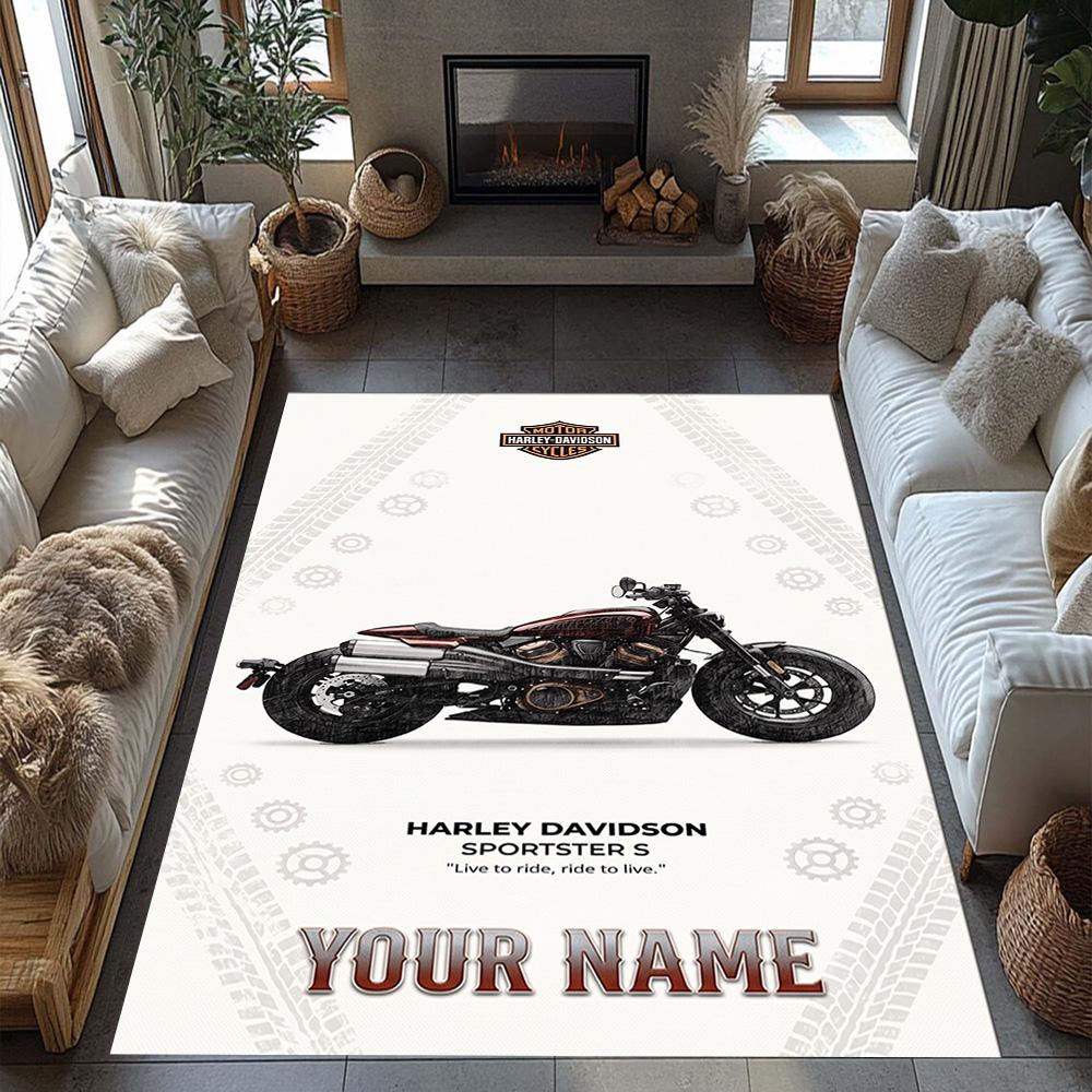 Harley-davidson Motorcycles Customize Your Name Floor Mat Perfect for Outdoor Dining Room Entryway Kitchen Antislip Carpet Anime Office Decor
