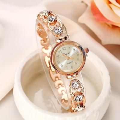 Ladies Elegant Wrist Watches Women Bracelet Rhinestones Analog Quartz Watch Women's Crystal Small Dial Watch