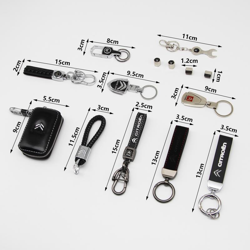 Metal+Leather Car Styling Keychain Key Rings For Citroen C1 C2 C3 C4 C5 C6 C8 C-Crosser C3 Picasso C4 Picasso DS3 Berlingo XSARA