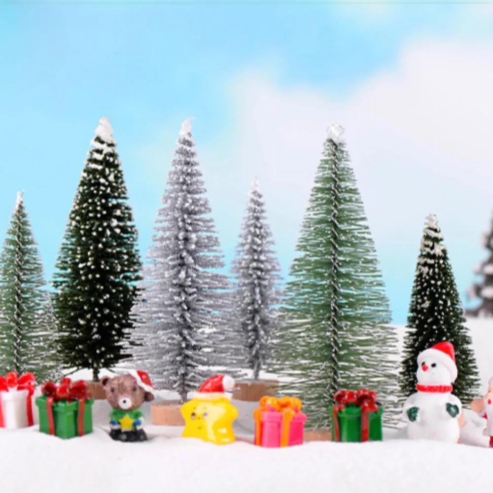 1 PC Artificial Christmas Tree Figurine Sisal Silk Cedar Pine Tree Mini Miniature Micro Landscape New  Fairy Garden Decor