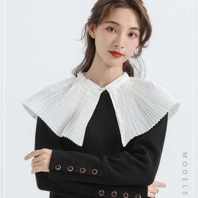 Perfect Match Elegant Pleated Lapel Fake Collar Shawl Decoration Collar Blouse Shoulder Removable Collar Sweater False Collar Top Neckwear