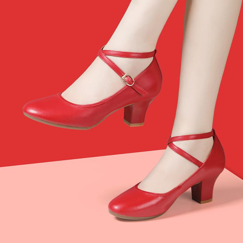 

5.5см 6см Элегантные Удобные Ботильоны на Среднем Блочном Каблуке Женские Весна 2025 Обувь из Мягкой Кожи для Офиса Танцев Работы 41