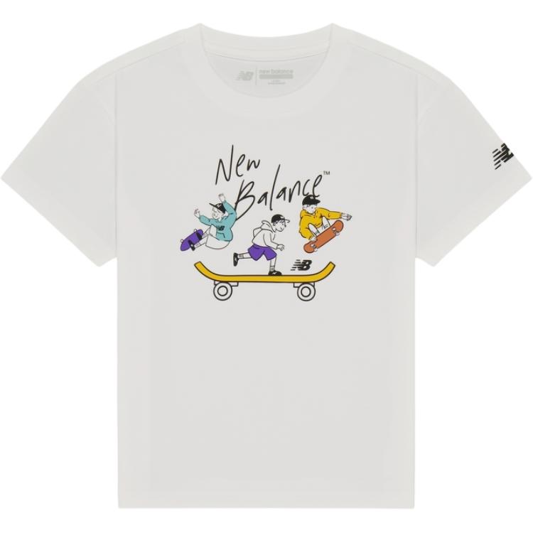 New Balance T Shirt White Children Aged 3 7 Years Old 7EF2S013-WT 140