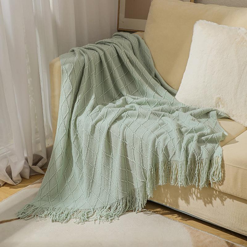 Tassel Summer Thin Throw Blanket Knitted Sofa Cover Blanket Office Air Conditioning Window Blanket Cozy Small Napping Throw Blanket For Home