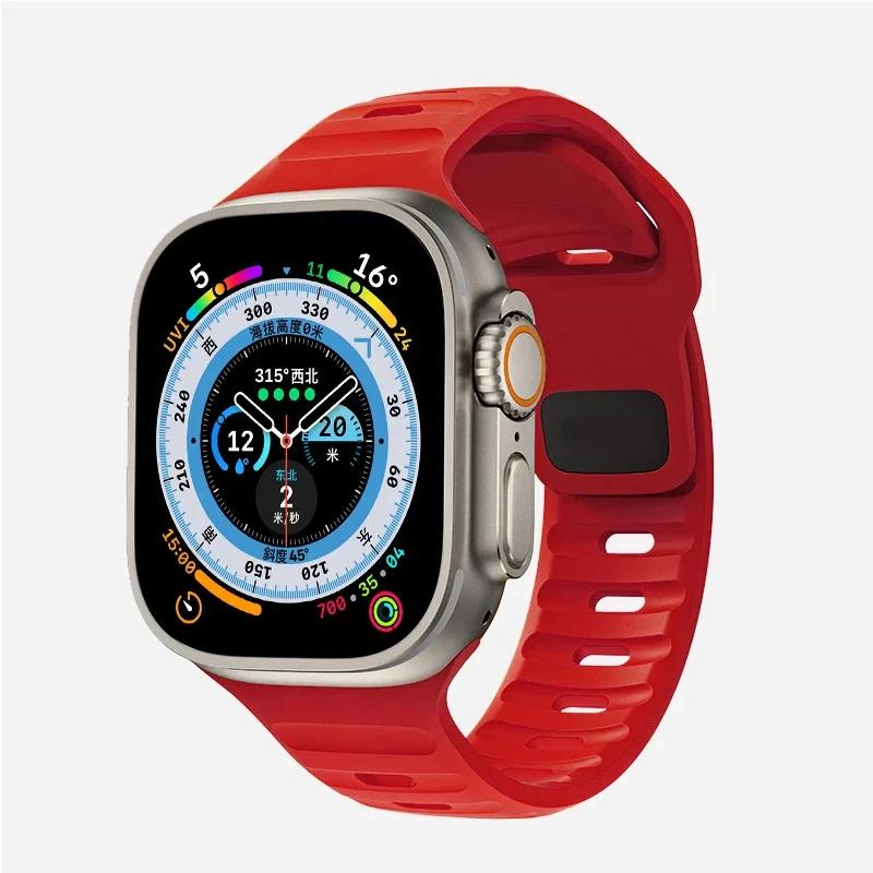 Soft Silicone Strap For Apple Watch Band Ultra 49mm 44mm 45mm 42mm 41mm 42mm 38mm Sport Watchband Iwatch Serise 8 7 6 5 Bracelet