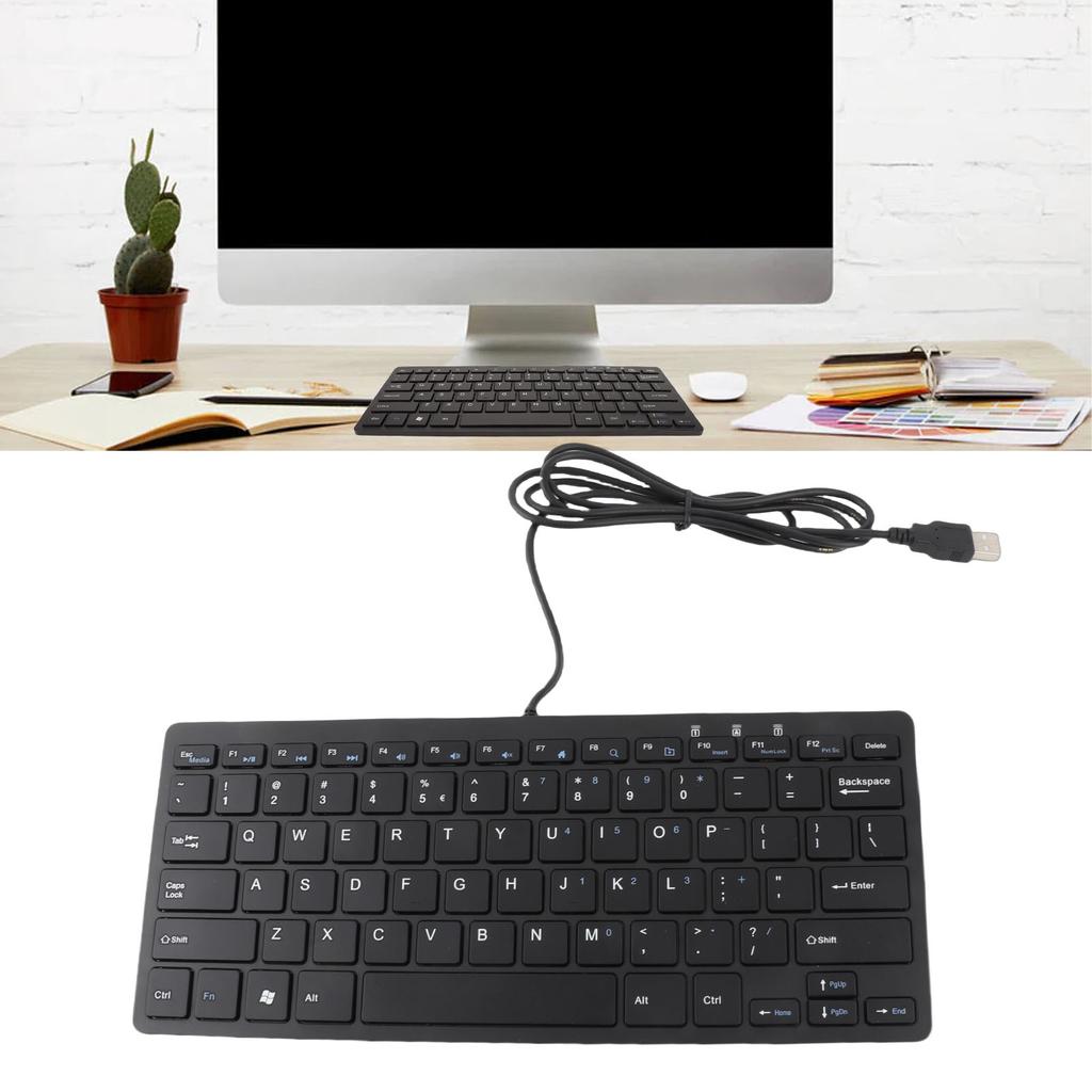 USB-Tastatur mit Kabel 78 Tasten Dünn Tragbar Rutschfest Tastatur für Laptops Desktops