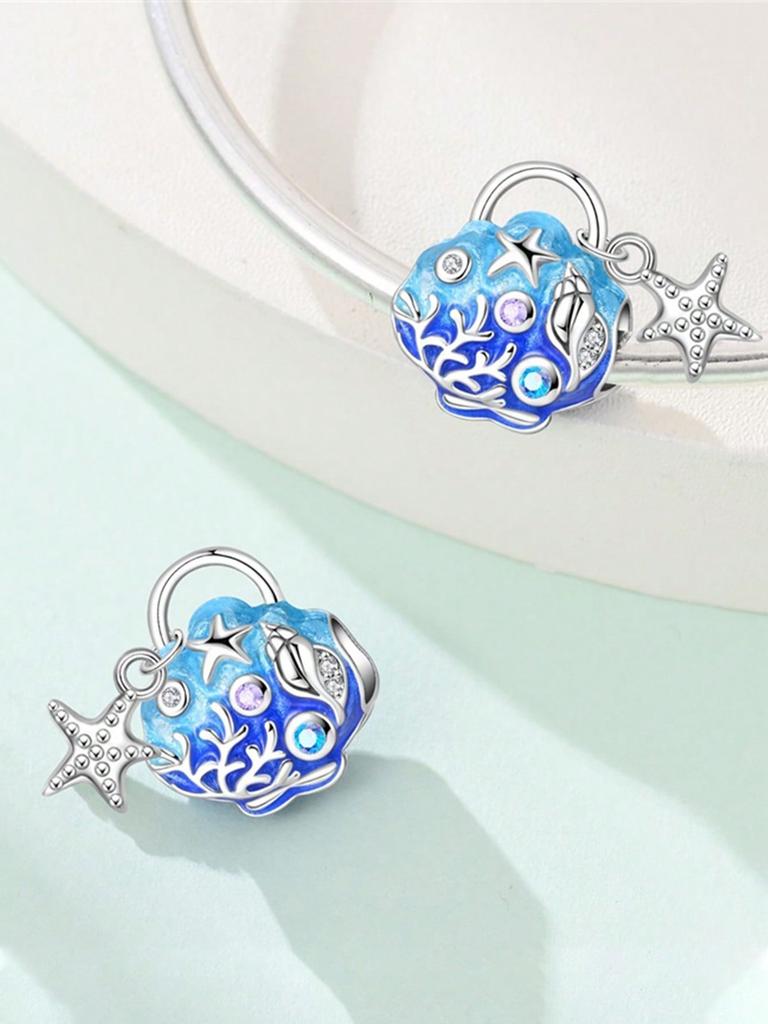 Charms Plata Copper Colors Blue Starfish Octopus Beads Charm Pendant For Original Bracelet For Women Diy Jewelry Love Gift