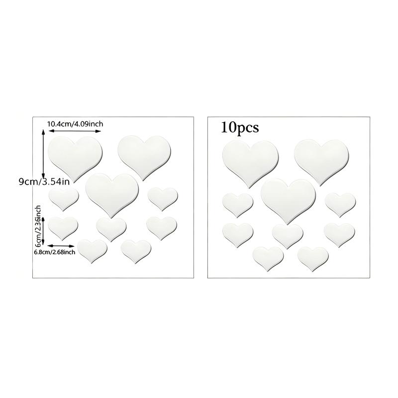 3D Love Mirror Wall Sticker 10Pcs Set Self-Adhesive Easy To Paste Decal for Wedding Kids Room Toilet Table Home Decor