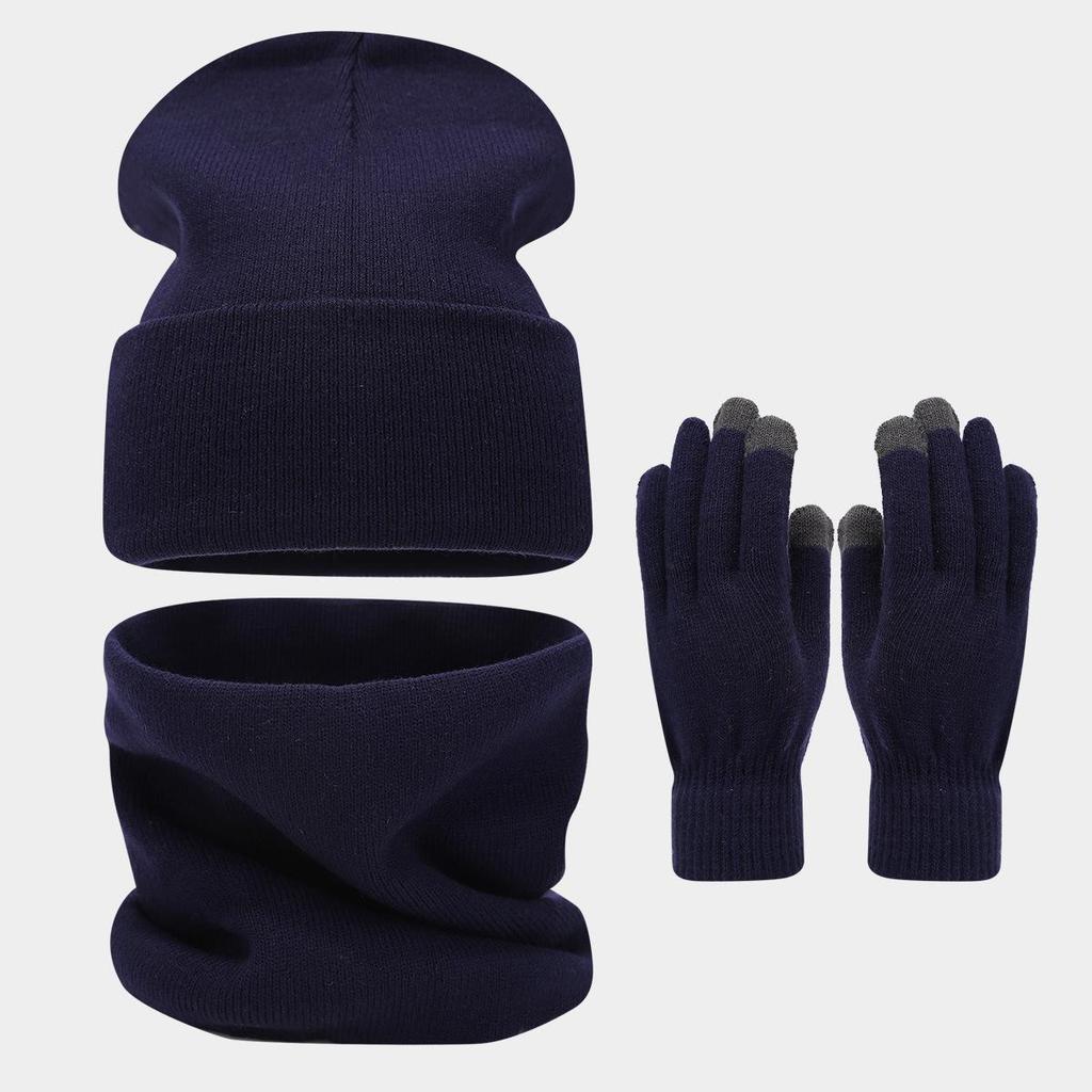 Trendy Oversized Hat, Scarf, and Gloves Set: Winter Outdoor Warmth with Face-Slimming Design