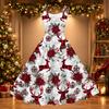 Damen Halloween Print Schulterfreies Vintage Kleid für Halloween-Partys und Veranstaltungen
