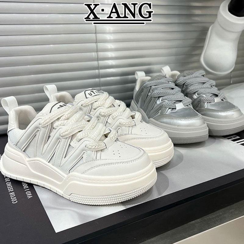 Thick-soled heightening board shoes, leather little white shoes, children's spring and summer new fashion versatile casual sports women's shoes