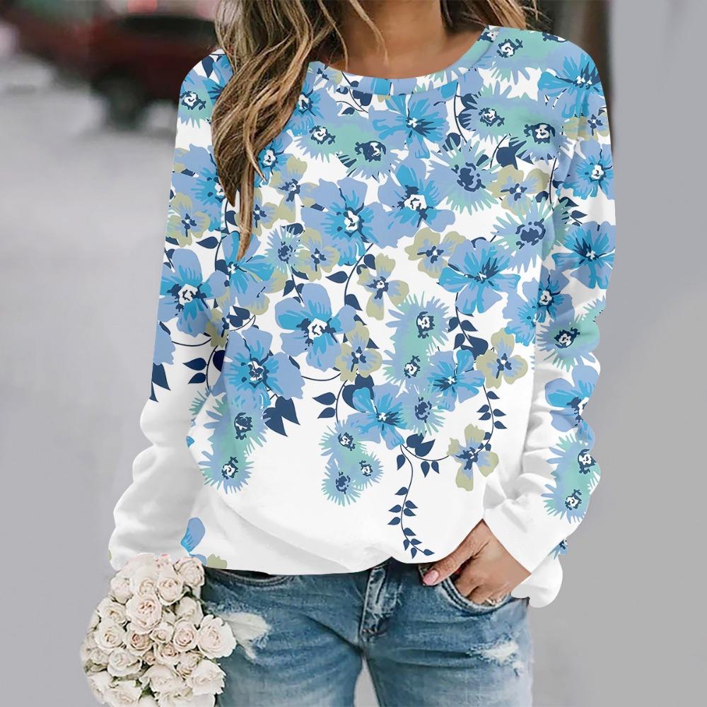 2025 Toamnă și iarnă modă nouă gât rotund mânecă lungă imprimat elegant casual hanorac larg