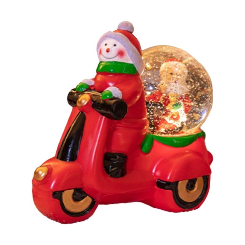 

Музыкальная шкатулка для мотоцикла Санта Клауса, рождественские украшения, вращающийся хрустальный шар со светодиодными огнями, рождественский декор, подарок