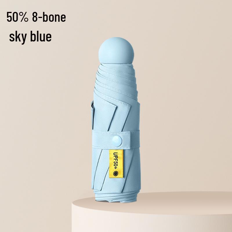 Compact Folding Umbrella - Sun & Rain Protection, Capsule Design, High-End Women’s Pocket Accessory.