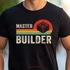 Master Builder Dad T Shirt Funny Building Blocks Vintage  Comfortable Fashion Stretched Top For Everyday Wear Unisex
