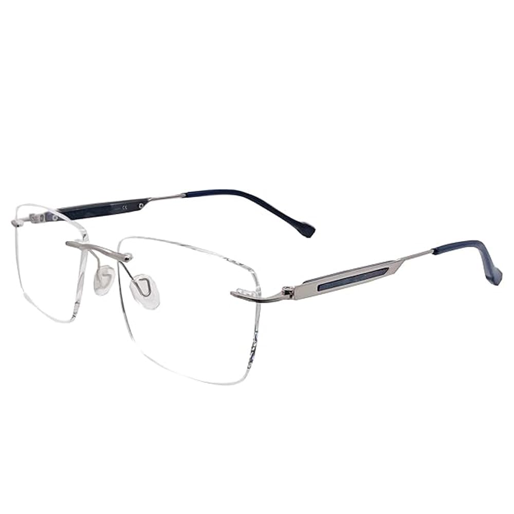 

RSINC RimLess frame/eyeglass/Spectacle, Optical, Metal & Plastic For Men And Women, Titex Silver Blue 2248100 54-18-140 | IB 21 | N1