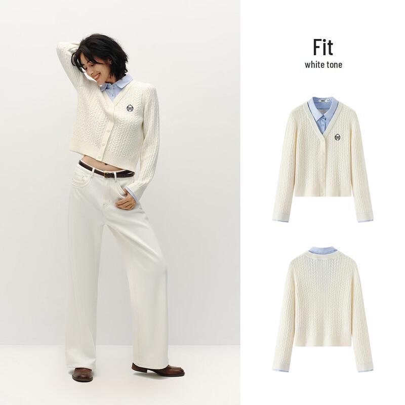 Semir Women's Faux Two-Piece Knit Cardigan