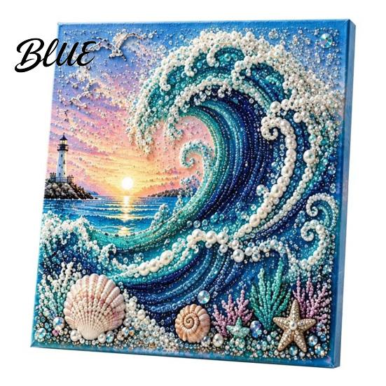 Handmade Beach House 3D Art Painting Kit Faux Pearl Decor Ocean Marine Life DIY Kit