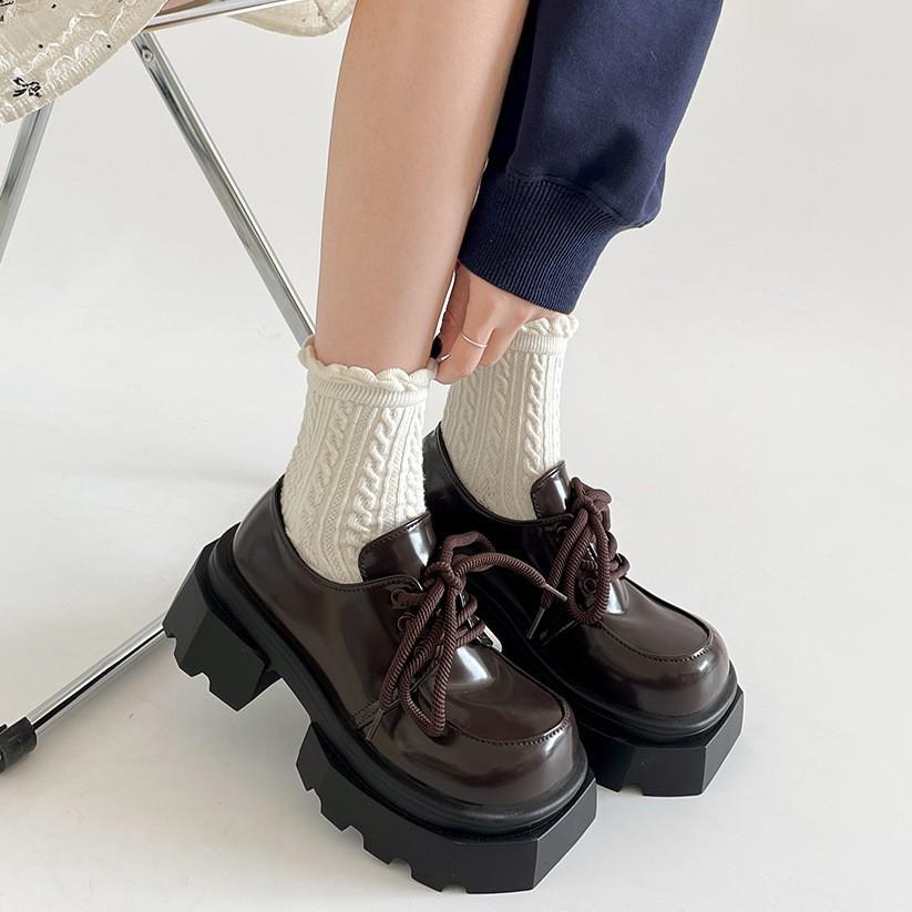 High Quality Thick Sole Increase Round Head Cross Tie All Comfortable Non-slip Breathable Wear Women's Single Shoes