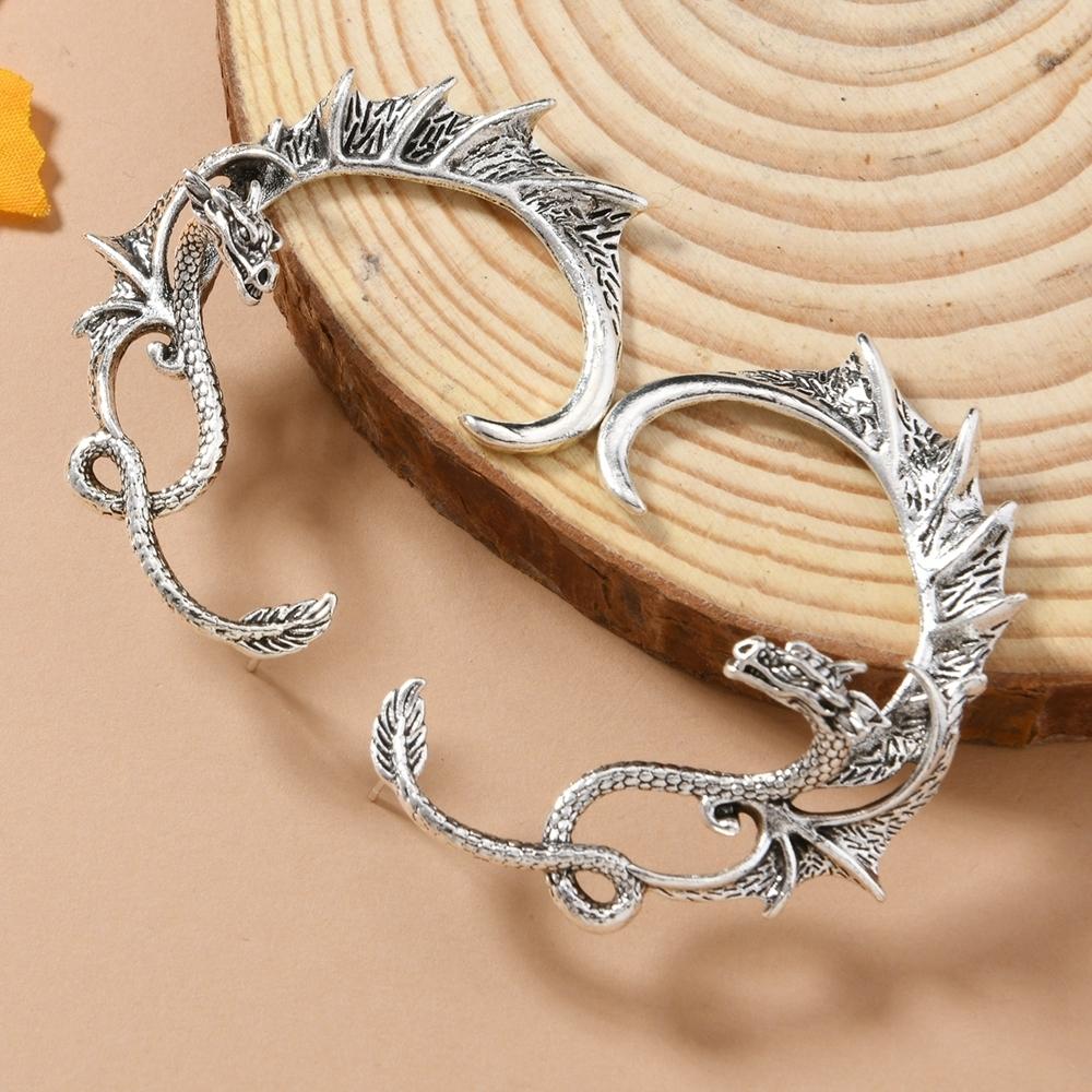 Gothic Punk Dragon Shape Earrings 2024 Trend New Design Vintage Alloy Flying Dragon Ear Cuffs For Women Party Accessories