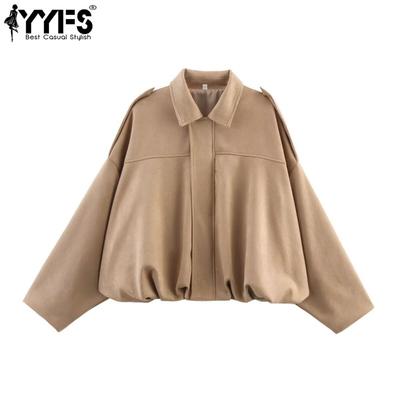 Giacche e cappotti con collo a polo a maniche lunghe autunno inverno stampa tinta unita moda casual da donna