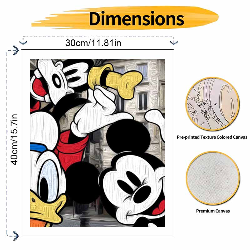 Disney Mickey Mouse Donald Duck digital oil painting diy coloring handpainted filling home decoration gift, classic anime wall art decor