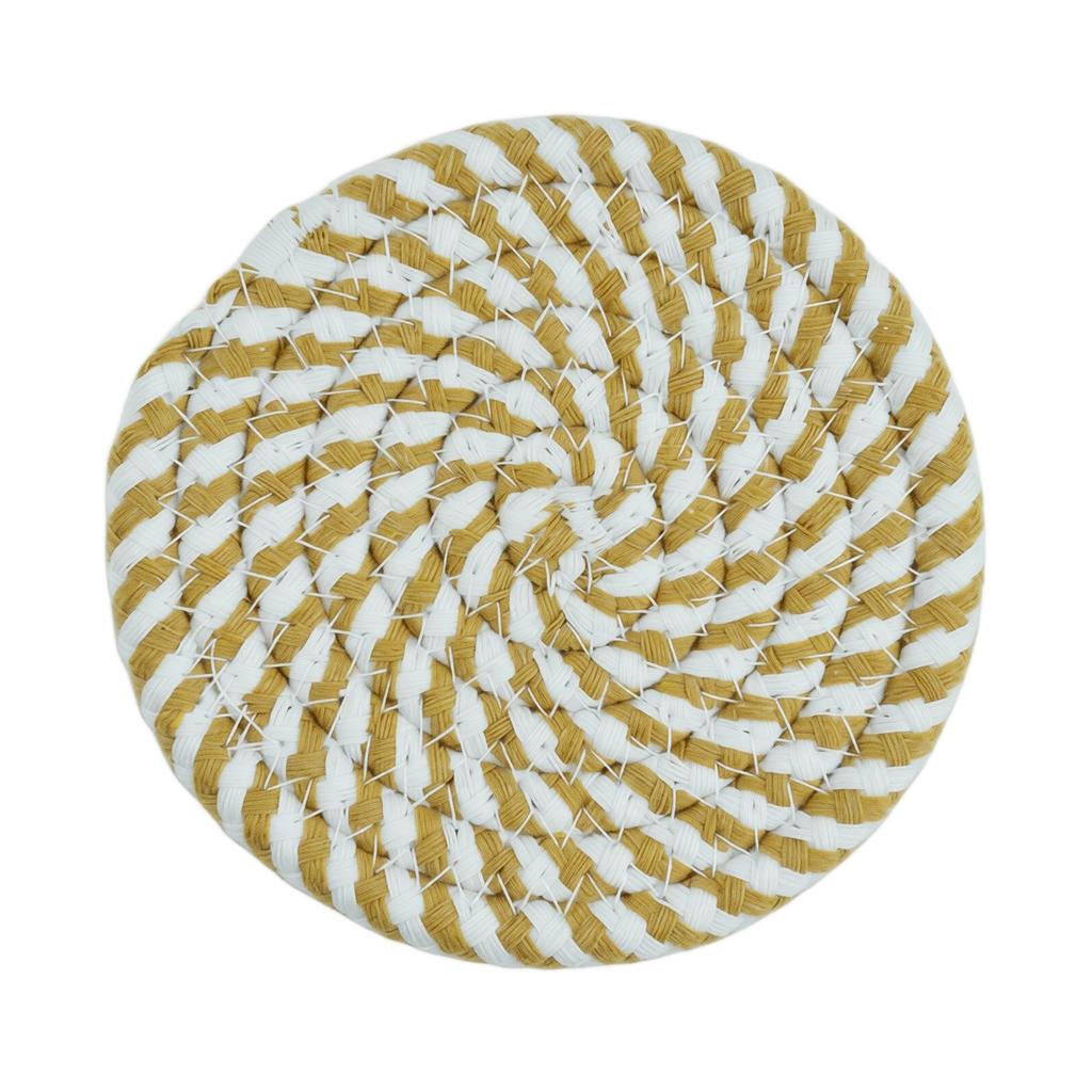 Cotton Rope Woven Placemat - Heat Trivet for Hot Dishes, 7 Inch Round