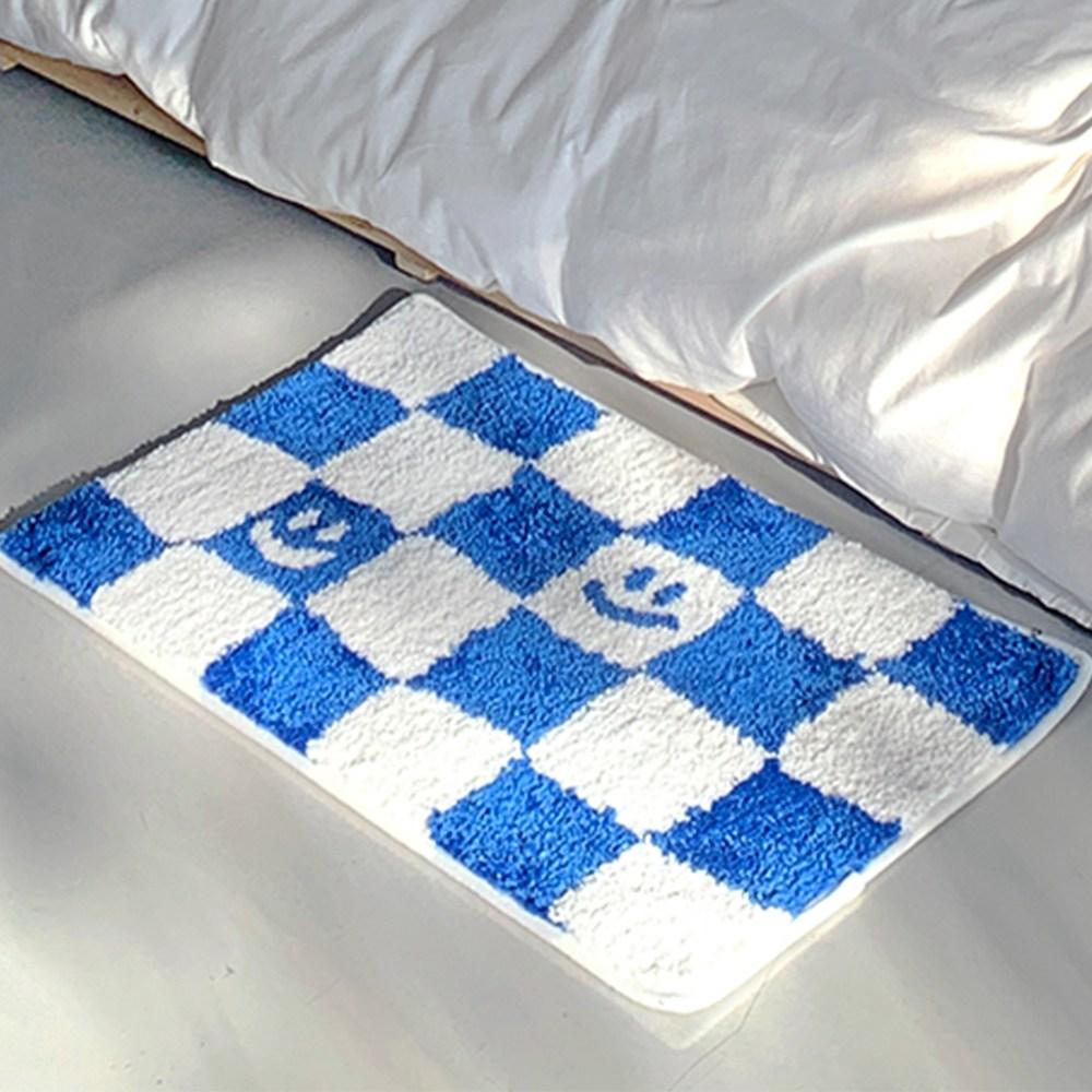 Schachbrettmuster Lächeln Gesicht Plüschteppich Einfach Rutschfest Wasserabsorbierend Badezimmerteppich Wohnzimmer Schlafzimmerteppich Heimdekoration