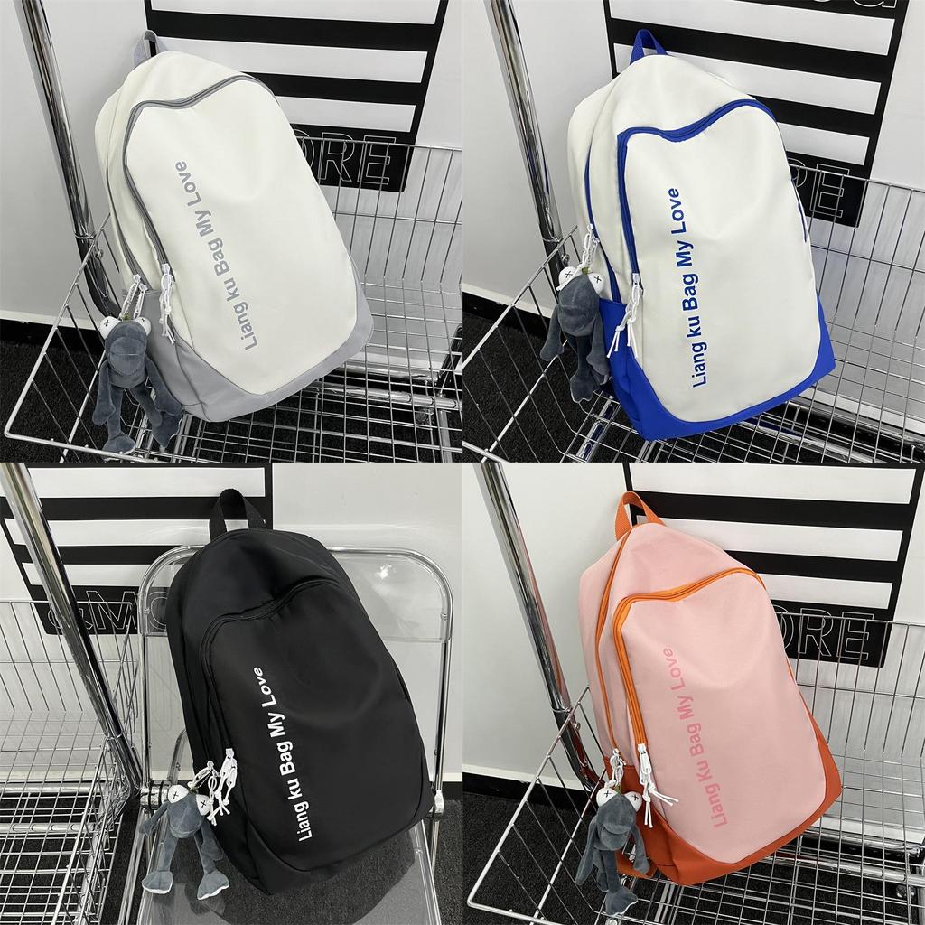 University Student Letter Backpack Large Capacity Nylon Waterproof For Daily Use