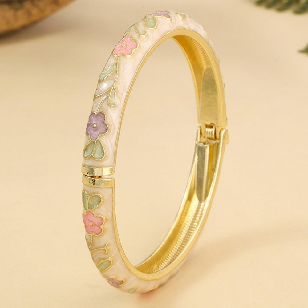 Blumenmuster Blüte Emaille Armband Zink Zink Zinklegierung Vintage Armband Mode Cloisonne Armband Mädchen