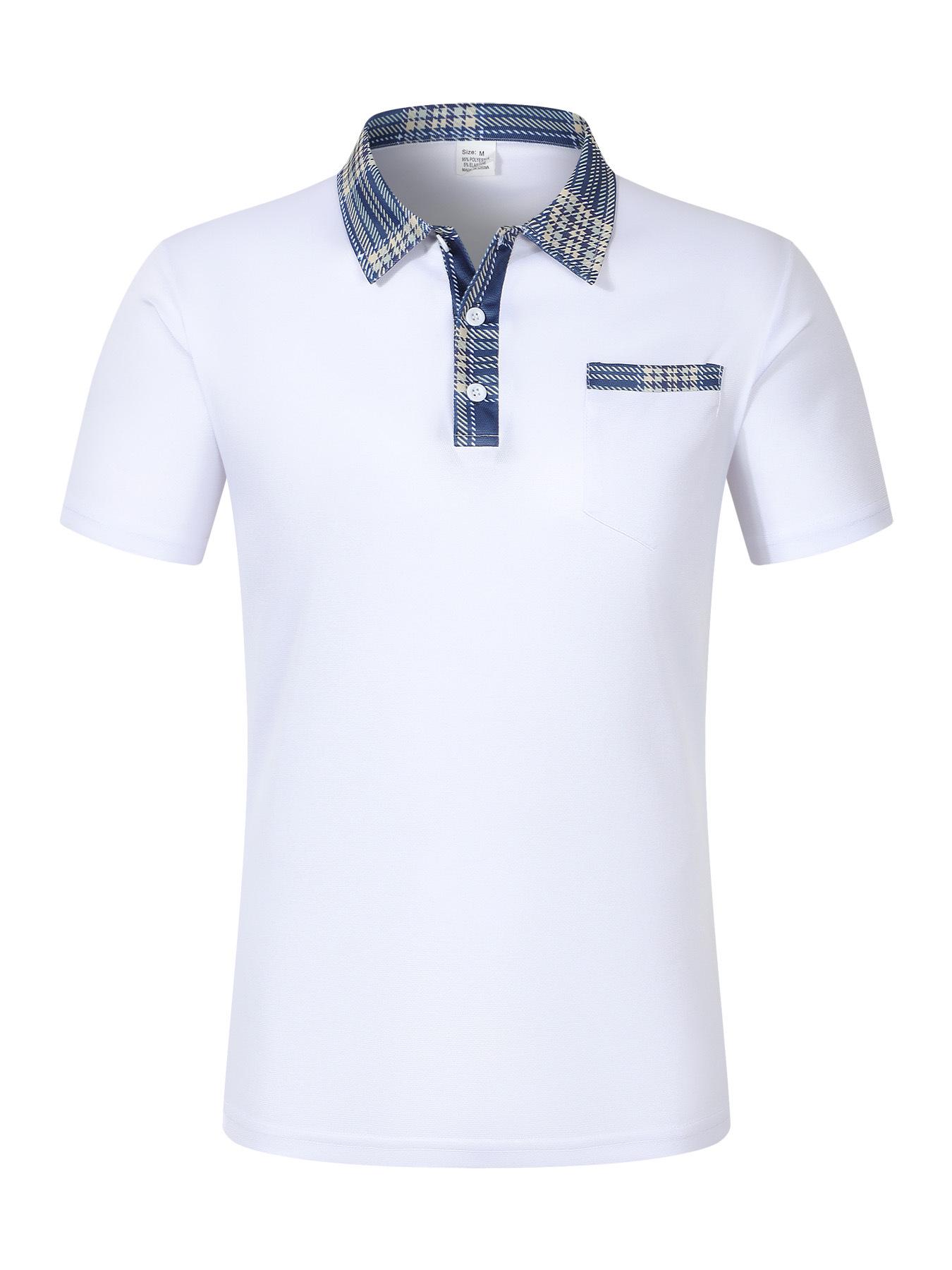 Мужская летняя спортивная рубашка-поло в клетку в американском стиле с заплатками 2025 XL белый