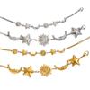 18K Gold Color Star Moon Bracelet Stainless Steel Stackable Bracelet  Summer Fashion