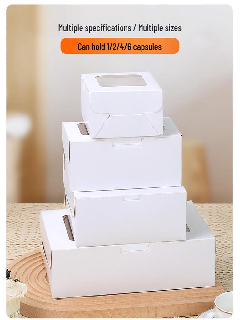 6-Pack Dessert Pastry Box, Thickened White Cardboard with 12 Cavities for Cupcakes or Tarts