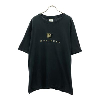 Logo Embroidery Short Sleeve MONTREAL T-shirt L Black Men's Used