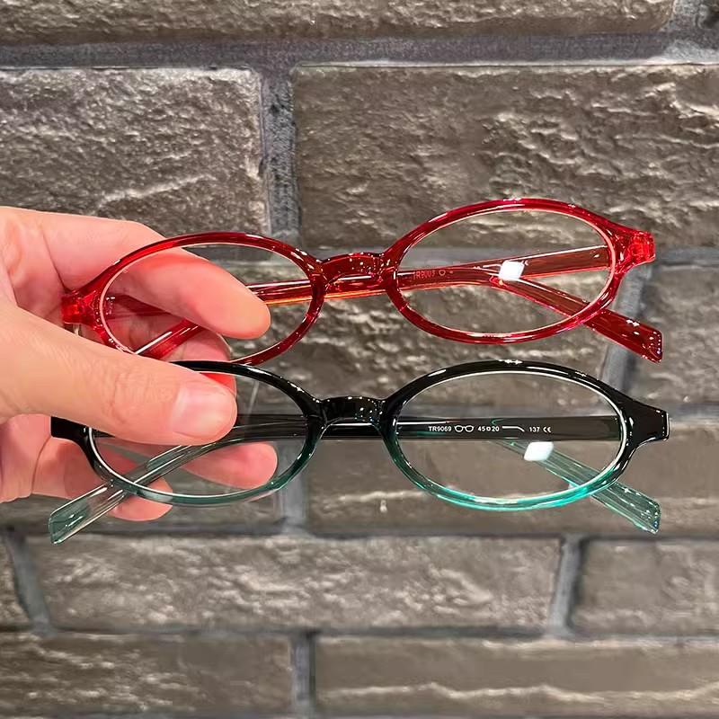1/2/3pcs Y2K Vintage Small Oval Glasses Girls Style Red Green Frame Glass Eyewear Decorative Outdoor Anti-blue Eyeglasses Gifts