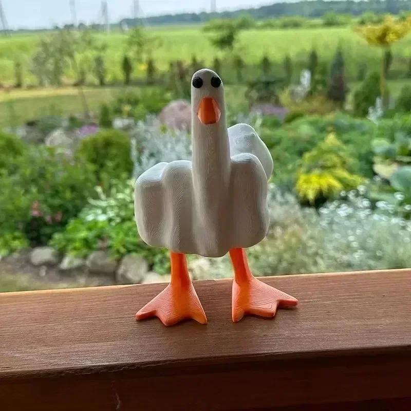 Cute Middle Finger Ducks Creative Design Resin Craft Duck Figurines Fuuny Household Decoration Statue Office Desk Ornament