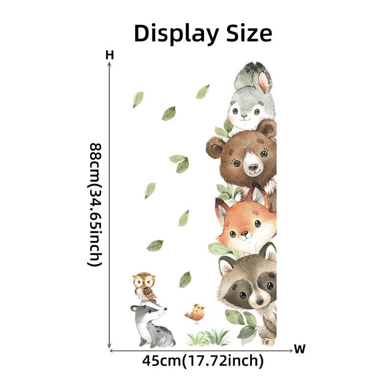 1PC Cute Cartoon Probe Stacked Sitting Small Animal Wall Stickers for Kids Room Bedroom Home Decoration Wall Decor