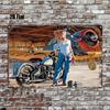 Blechschild Flaches Vintage Motorrad Retro Biker Mann Garage Wanddekor Metallschild Kunst für Man Cave Bar Pub Heimbüro Rustikal