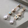 Bohemian Ethnic Style Geometric Imitation Pearl Long Pendant Earrings Ladies Retro Trend Holiday Accessories Gifts
