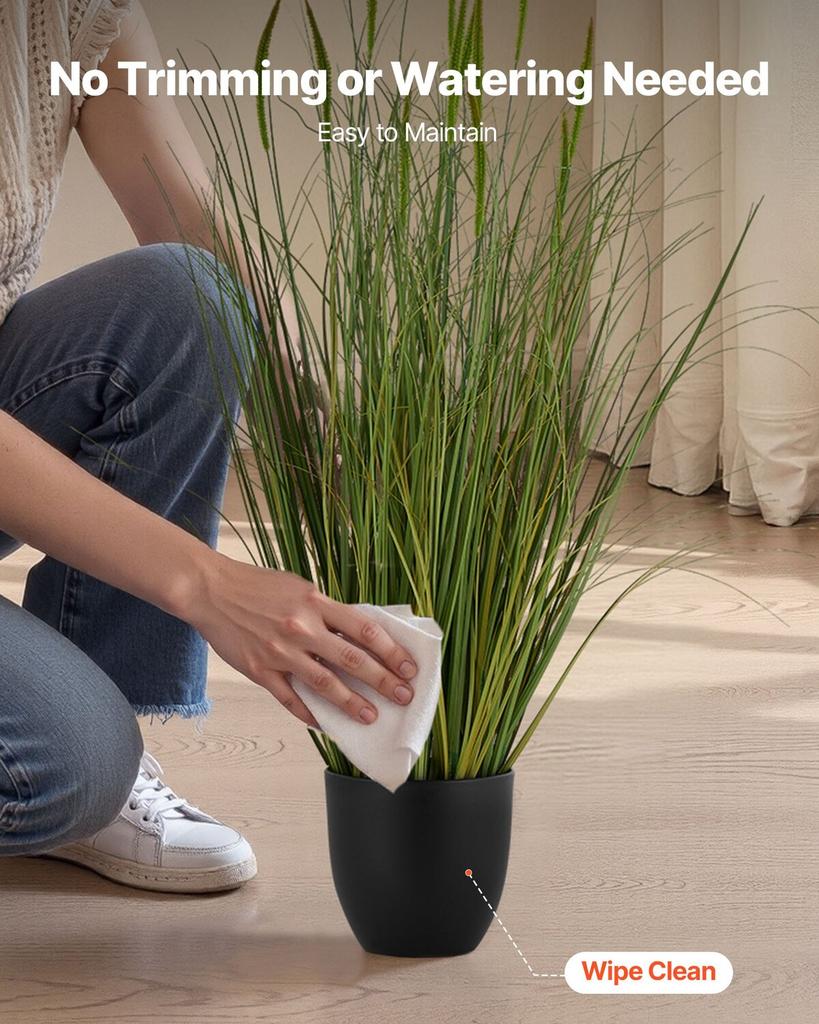 Artificial Grass Plant, 2 Pack 889mm Cattail Grass In Pot, Premium PVC Faux Fake Greenery Shrubs Plant for Indoor Outdoor House Home Garden Office