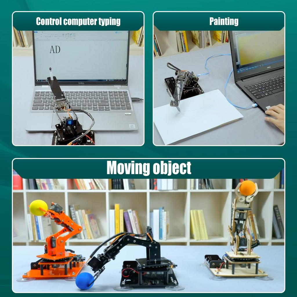 Adeept Robot Arm DIY Robot Kit for STEM Education and OLED Robot Kit for Teens and Arduino IDE Compatible 5-DOF Kit, Learning, Display, Electronics,
