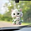 Car Rearview Mirror 2d Cat Hanging Pendant  Animal Shape Ornaments Backpack Accessories Cretive Adorns Decorative Decor for Car