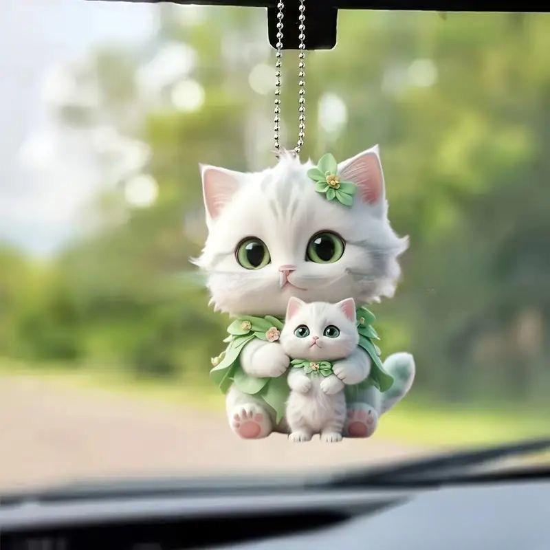 Car Rearview Mirror 2d Cat Hanging Pendant  Animal Shape Ornaments Backpack Accessories Cretive Adorns Decorative Decor for Car