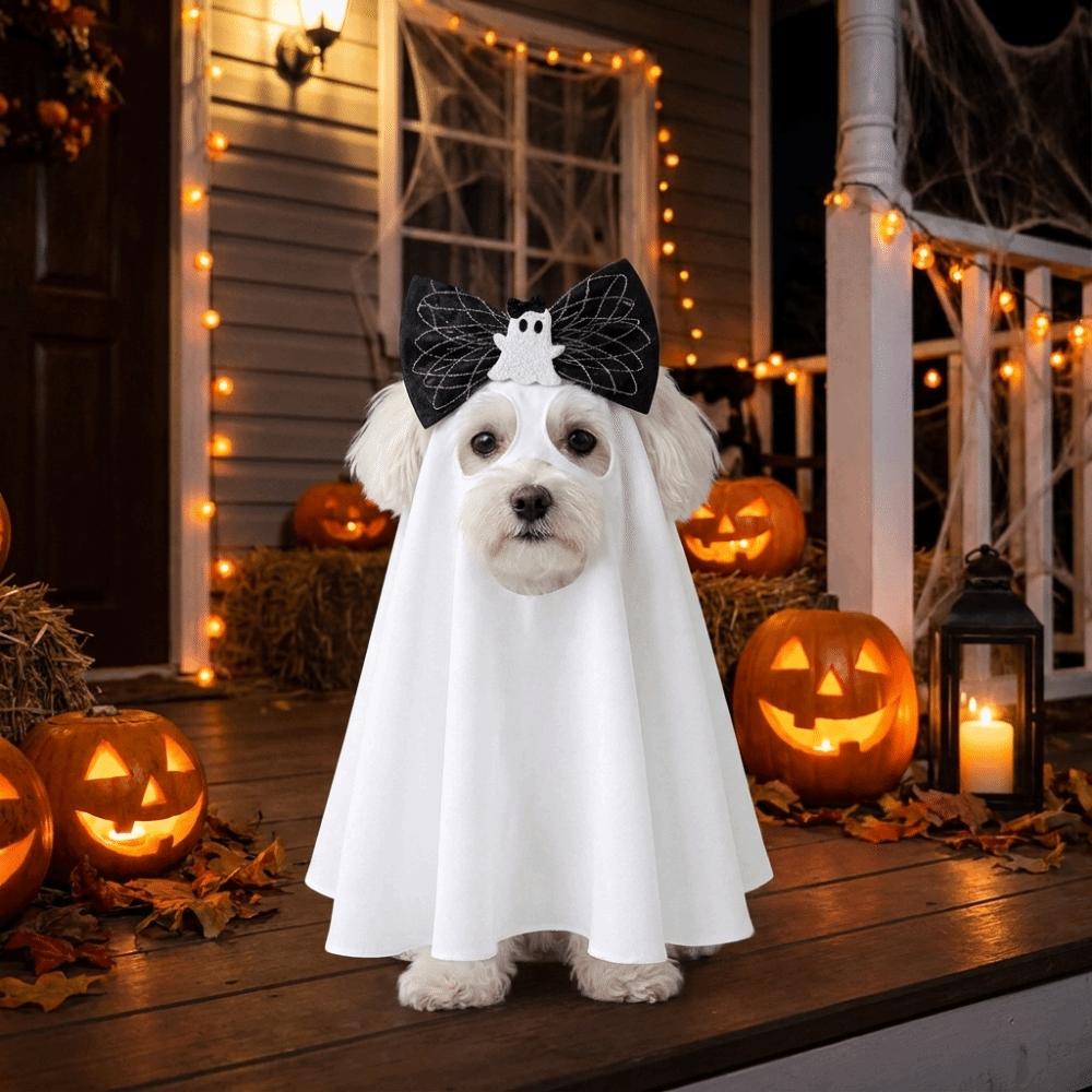 Breathable Dog Ghost Cape Spooky Pet Transformation Costume Photo Props