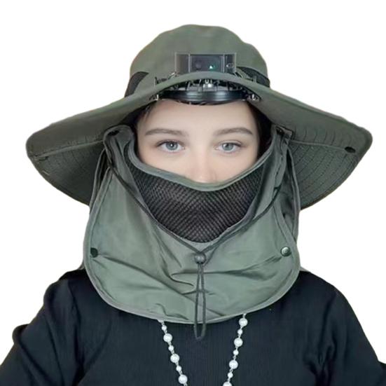 Solar Fan Hat with Face Guard Neck Flap UPF 50+ UV Protection