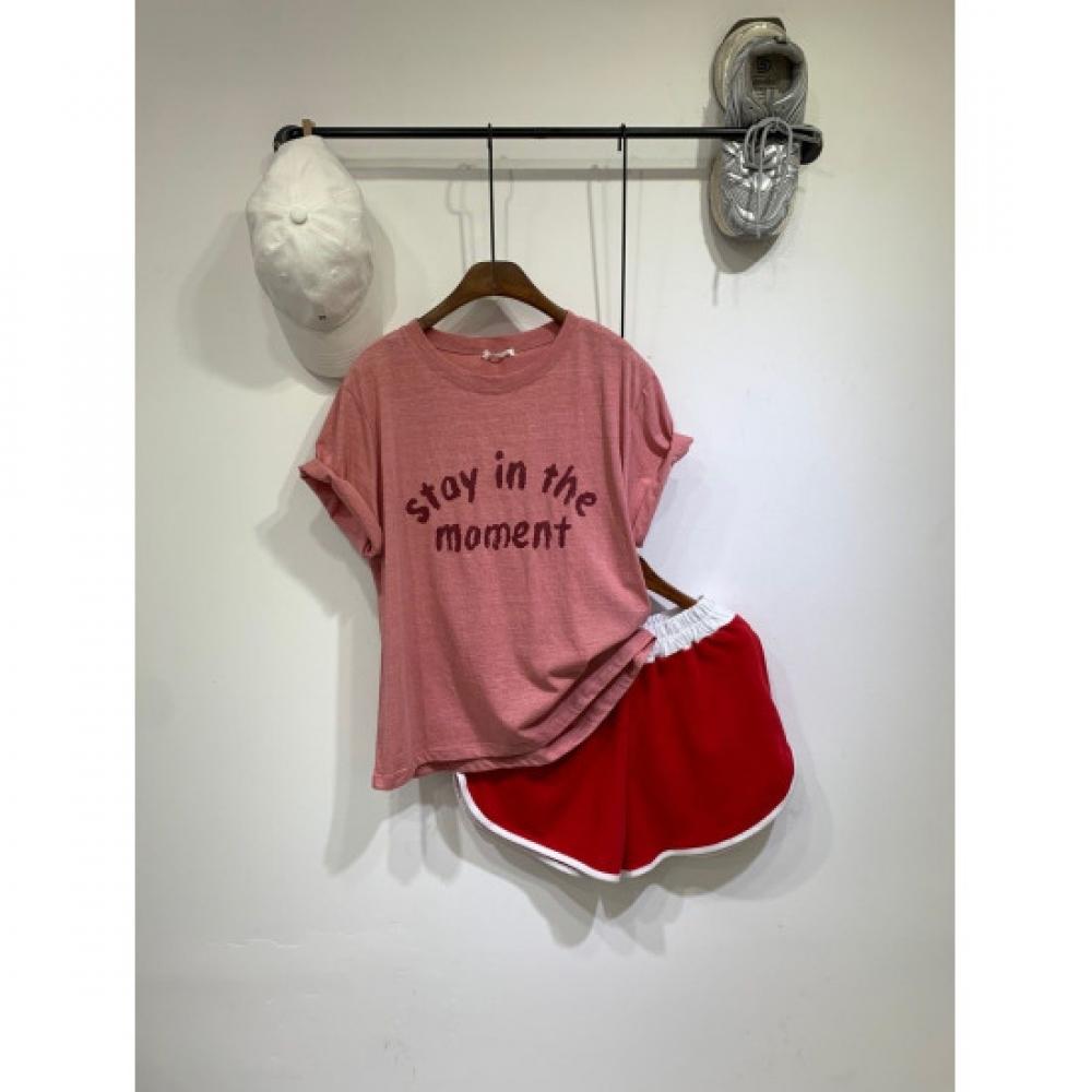 C S In The Room Big Size Suede PigmenT leTTerIng ShorT Sleeve T ShirT 4Color