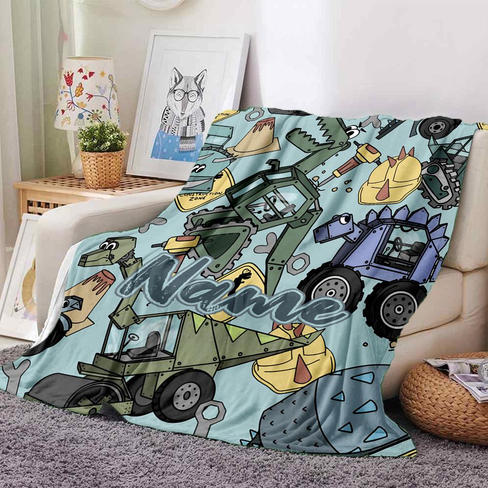 Custom Name Cute Cars Theme Printed Blanket - Perfect for Couch, Bed, Travel & Outdoor Use | Machine Washable, Cozy & Durable.